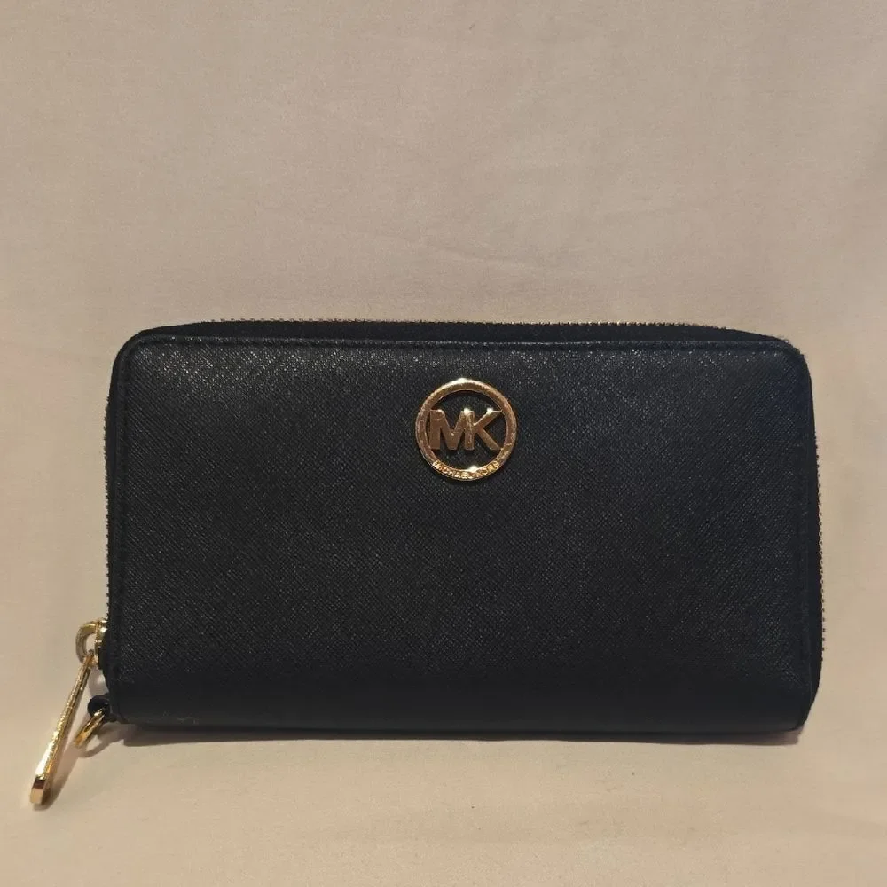 Michael Kors Black Wallet with Gold Logo
